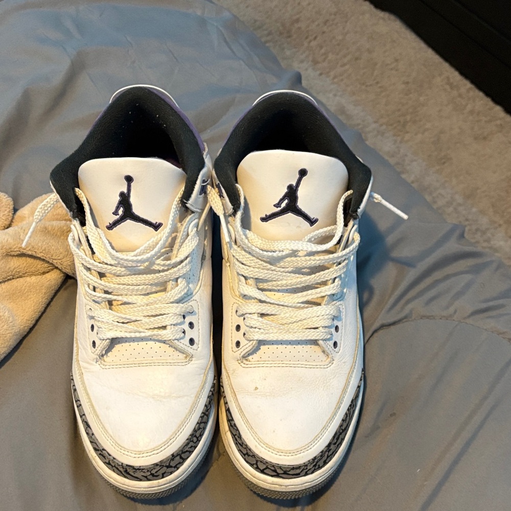 Jordan 3s white and purple